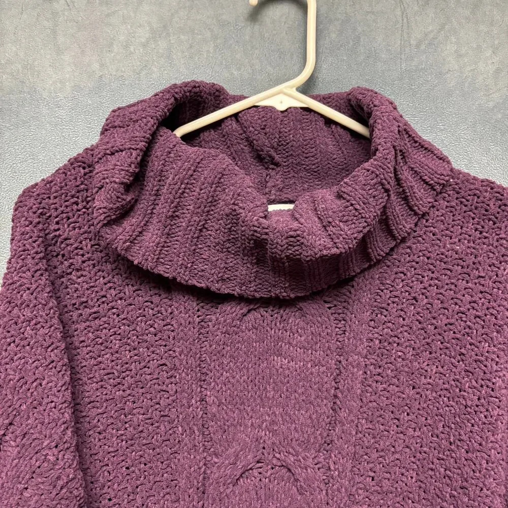 Seven7 Sweater Cowl Neck Chenille Turtleneck Knit Fisherman Cable Knit Cozy